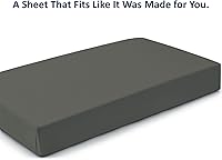 Vista 2 de Cottingon Sábana bajera ajustable para cuna: 1 unidad, 33x75 pulgadas, gris oscuro, 100% microfibra, bolsillo profundo, suave y lujosa, fácil cuidado