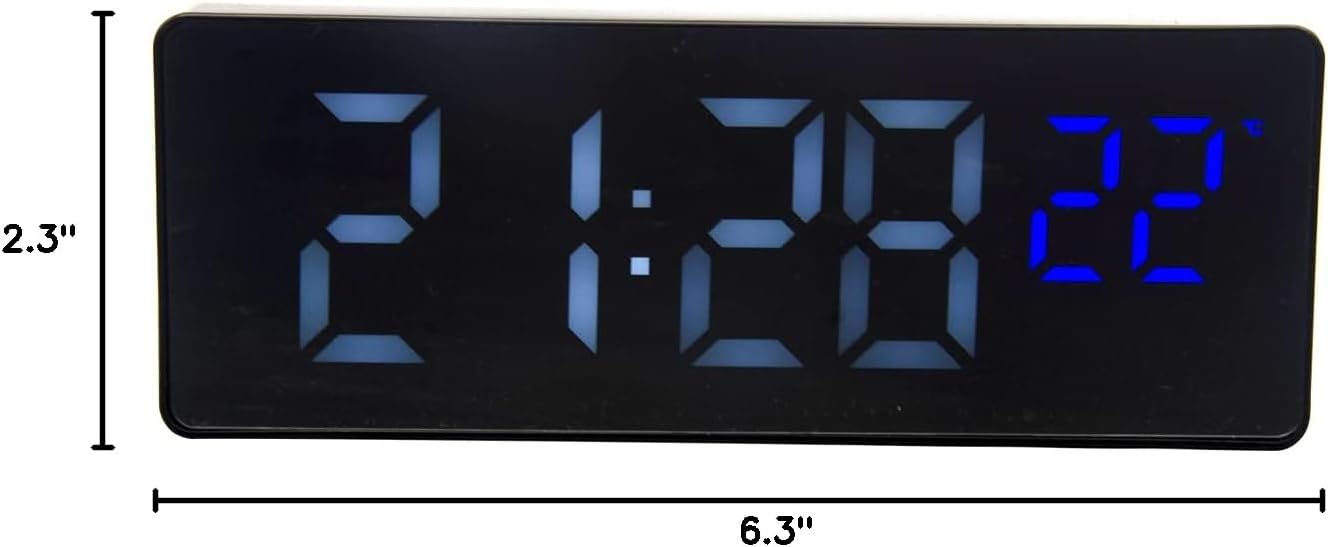 Image showing the dimensions of the clock: 6.3 inches wide and 2.3 inches high.