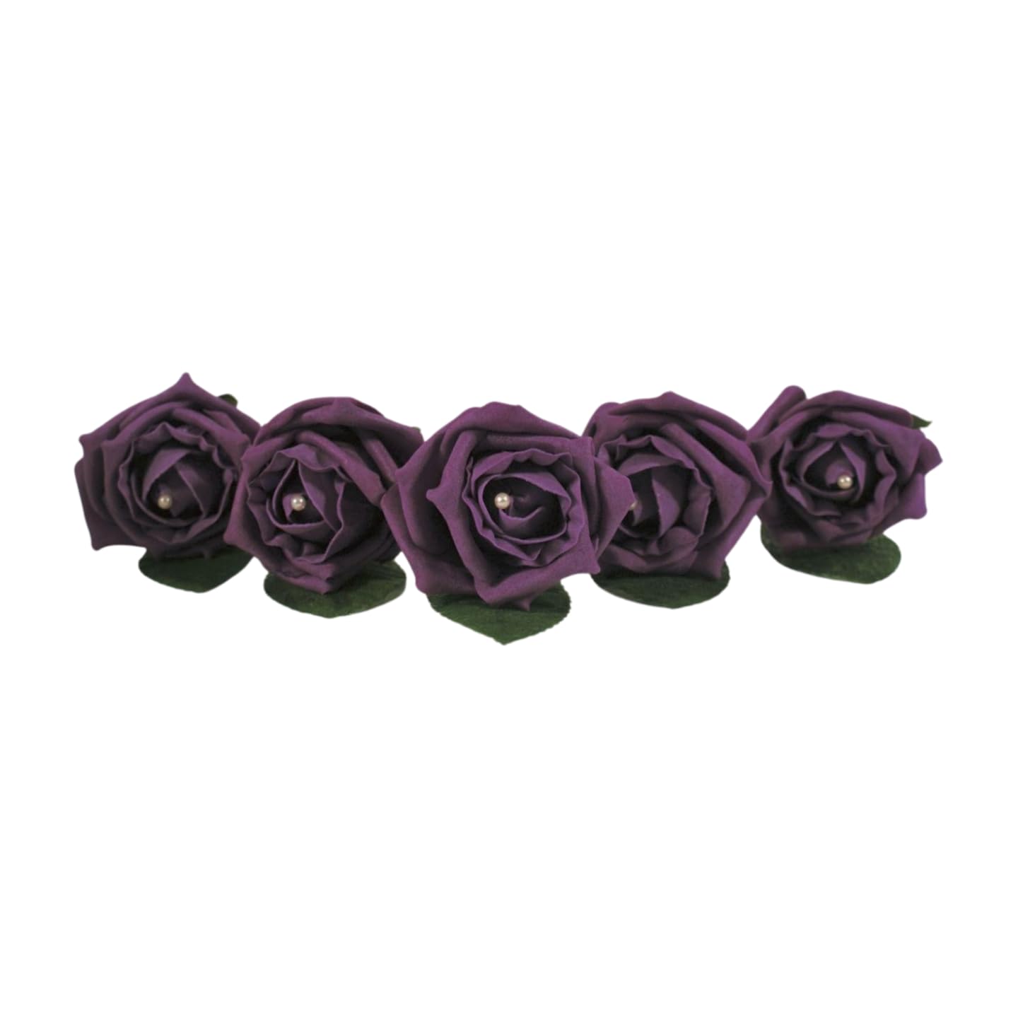 Shimmer-hj 100 Damson Handmade Rose Buttonholes with Pearl - Artificial Flower Boutonniere & Corsage for Weddings, Proms, Bride, Groom, Bridesmaid & Guests — image 1
