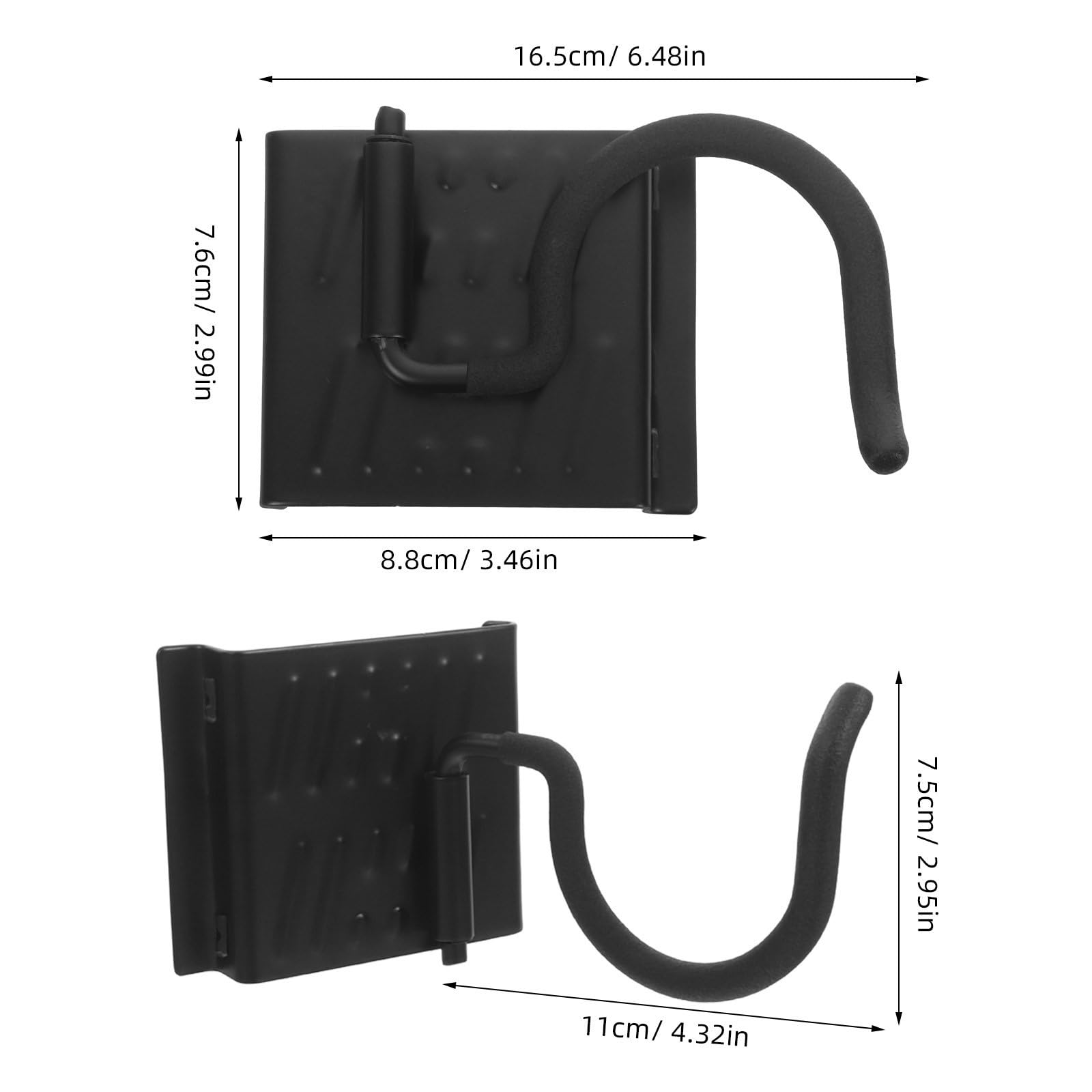 DOITOOL 5 Piezas Ganchos de Hierro Negro para Herramientas de Jardín y Palas con Capacidad de Carga Pesada, Organizador de Pared Curvo para Almacenamiento en Garaje y Taller