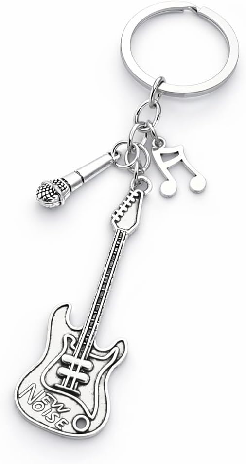 Musical Keychain – Guitar Keychains Bag Charm for Men Women with Microphone and Notes, Instrument Key Chains Gifts for Music Lovers, Musicians, Girls, Friends