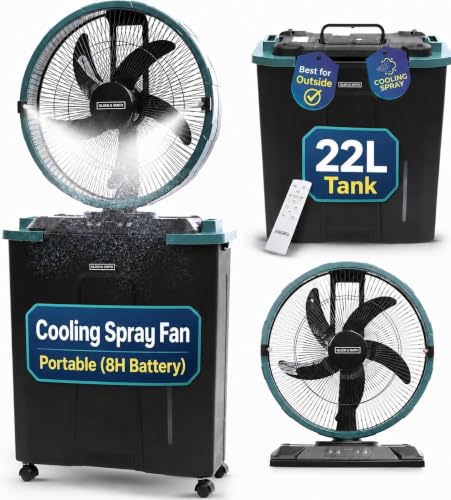 Image of Olsen & Smith 16in Portable Cordless Cooling Spray Fan, Rechargeable