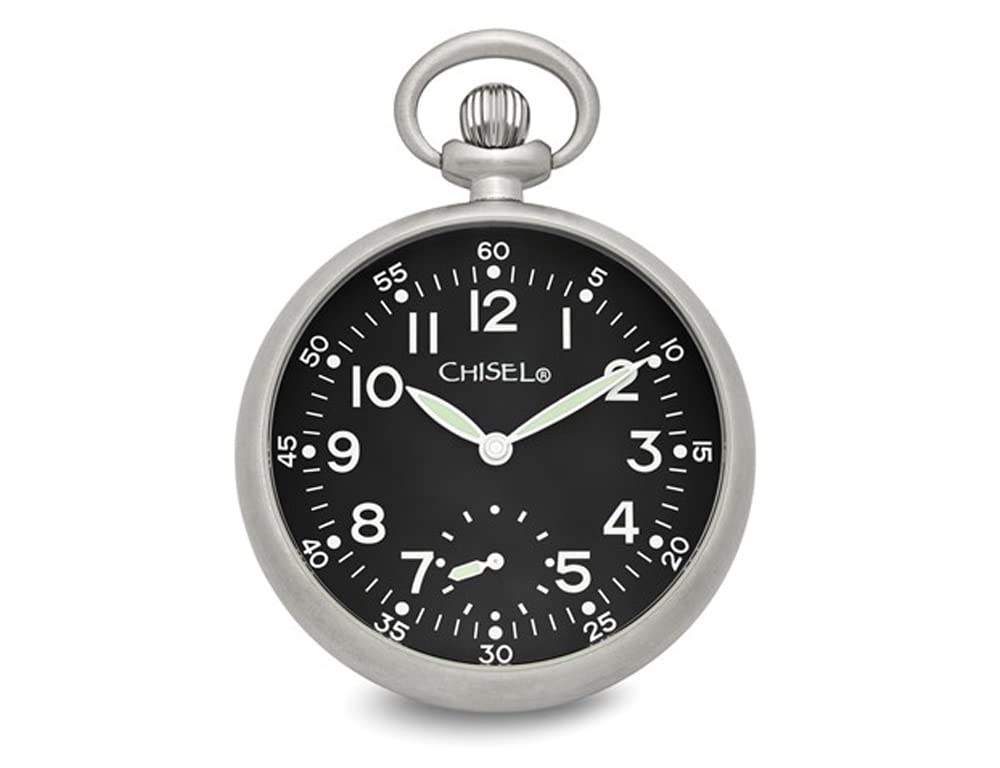 Gem And Harmony Chisel Stainless Steel Black Dial Pocket Watch (47mm)