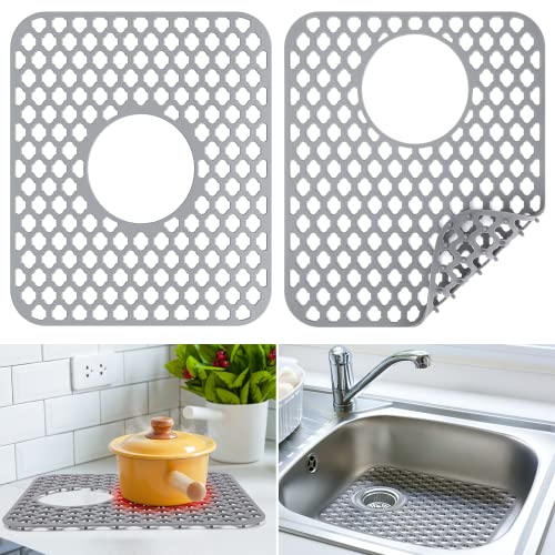 Sink Protectors for Kitchen Sink, Allnice 2Pack Silicone Sink Mat 13.3''x11.4'' Sink Mat Grid Non-slip Kitchen Sink Mats for Bottom of Farmhouse Stainless Steel Porcelain Sink