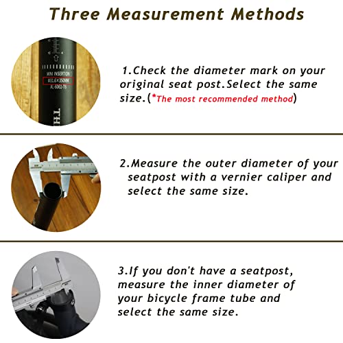 Thinvik Bike Seat Post 350mm 25.4/27.2/28.6/30.4/30.8/31.6/31.8mm Adjustable with Fixing Clip- Aluminum Alloy Bicycle Seatpost Replacement for Road&Mountain Bike,MTB,MTN BMX -30.8mm