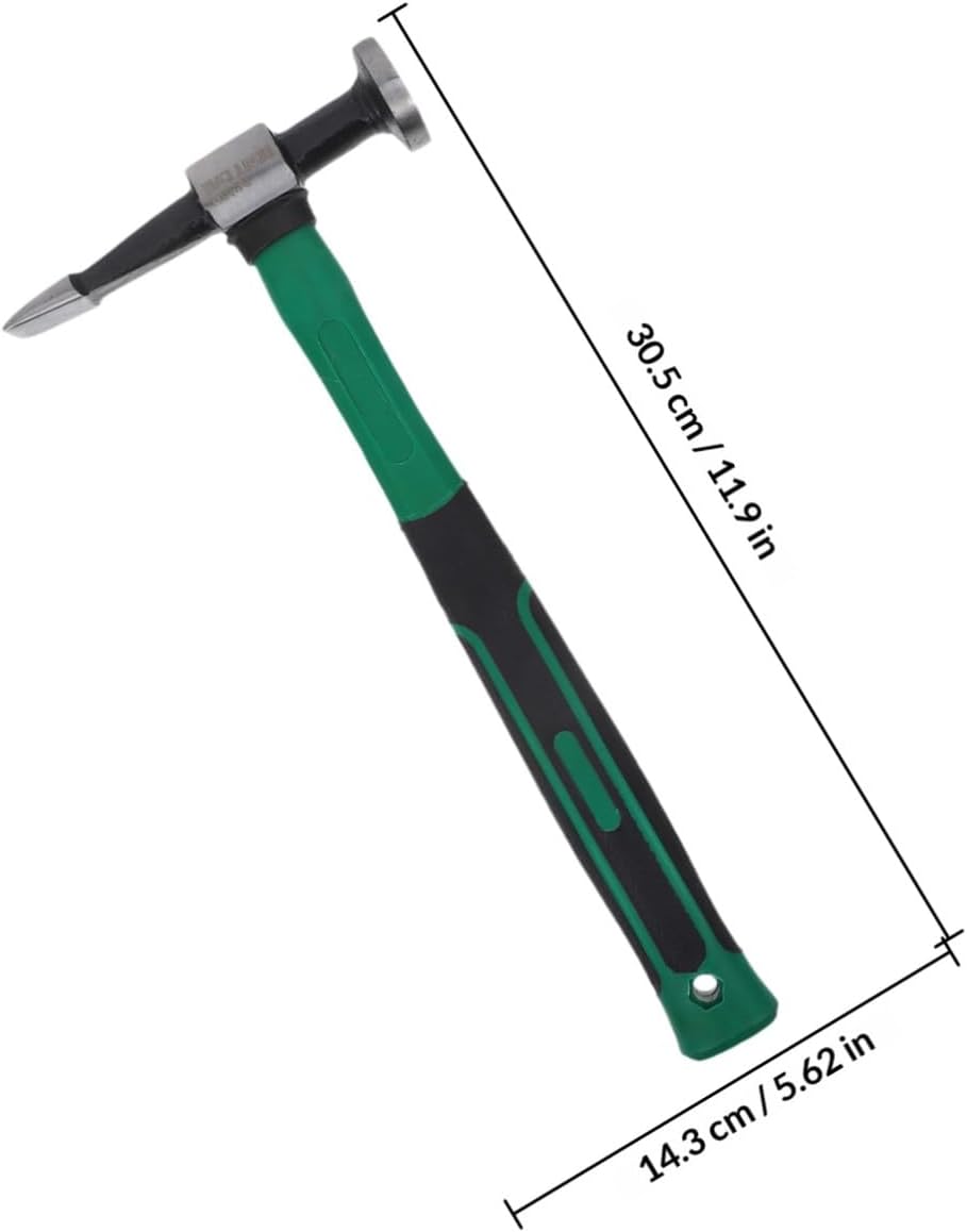Alipis Auto Body Hammer Small Metal Planishing Hammer and Flat Heads Plastic Handle Automotive Body Repair Tool for Car Dent Removal and Emergency Use