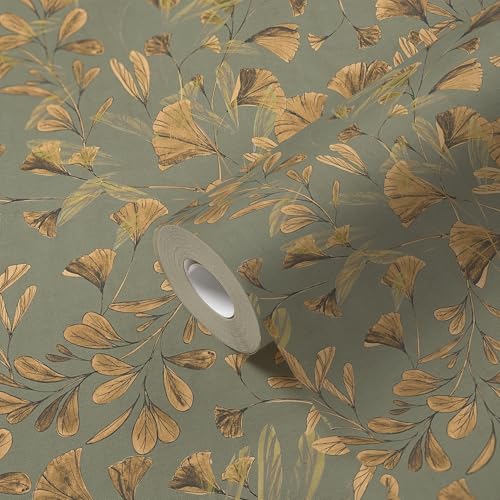 Livingwalls Anna D'Andrea Non-Woven Wallpaper Floral 10,05 m x 0,53 m - Brown, Yellow, Green, Grey - Vines Leaves Wallpaper - 782231 - Image 4