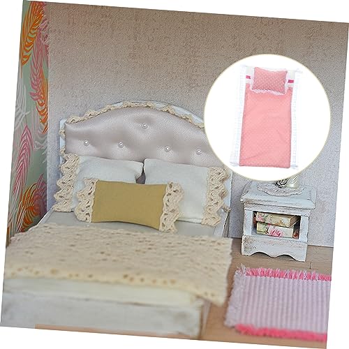 Abaodam Roupa De Cama Para Casa De Bonecas Conjunto De Cama Com Travesseiros Lençol Em Miniatura Min