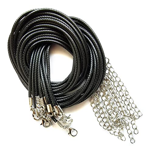 Cordon de Collier pour la Fabrication de Bijoux, Cordon de Collier ciré pour Bijoux Collier Bracelet Fournitures de Fabrication (Noir)