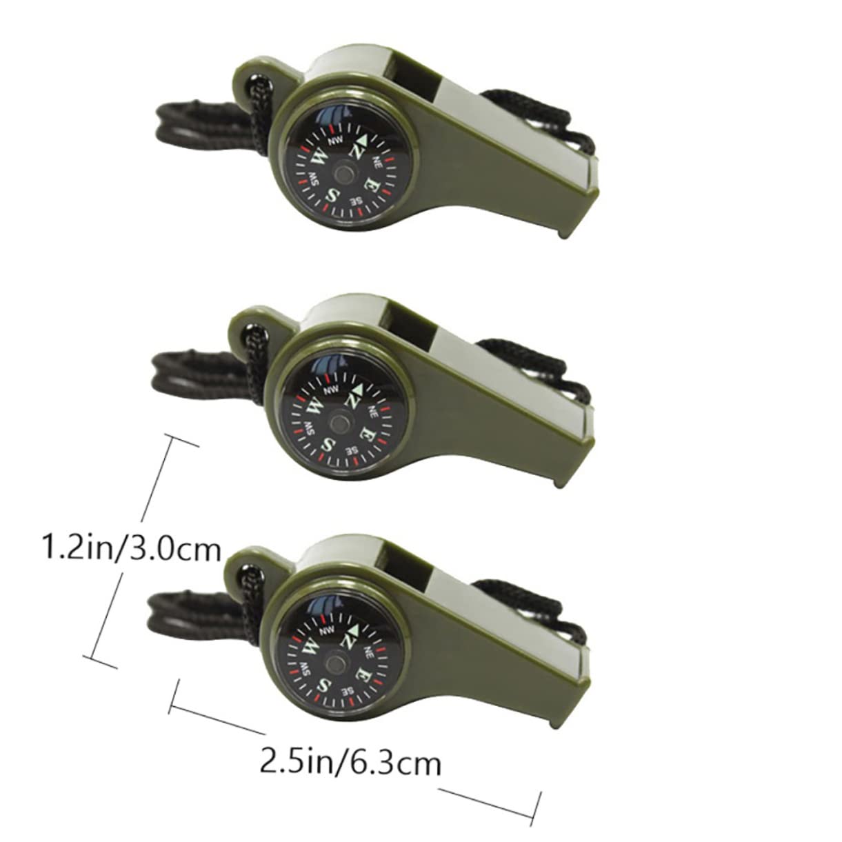 BRIGHTFUFU 3Pcs Survival Whistle with Compass and Thermometer Portable Emergency Whistles for Outdoor Adventures Hiking Camping and Lifeguard Use