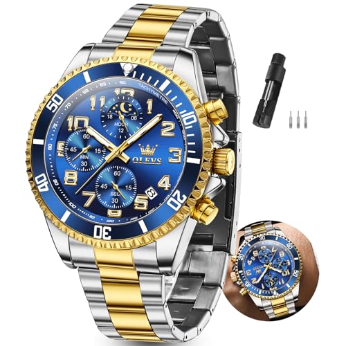 Image of OLEVS Luxury Watches for Men Dress Big Face Stainless Steel Analog Quartz