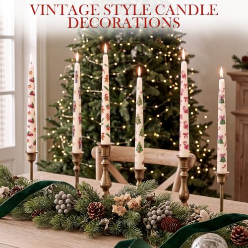 Image of Threlaco 6 Pcs Christmas Taper Candles Set, 9.8 Inch Gingerbread Nutracker