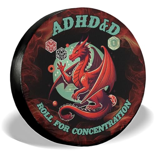 Image of GENANY Dragon Father's Day PVC Spare Tire Cover for RV Trailer, Waterproof, No Camera Hole, Size 18 Fits 33-35 Inch