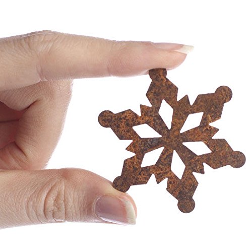 Pack of 18 Primitive Rusty Tin Snowflake Cutouts - Rusted Metal Christmas Holiday Shapes for Crafts and Rustic Decorations (2