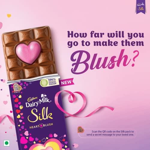 Image of Cadbury Celebrations Assorted Chocolate Gift Pack, 62.2 g- Pack of 8 & Dairy Milk Silk Valentine's Heart Blush Bar, 2 X 250 g