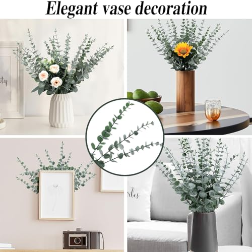 RHQFDM 30 Pieces Artificial Eucalyptus Branches Green Plastic Plants Eucalyptus Decoration Artificial Branches Leaves Decoration for Weddings,Gardens,Office Decorations(3 Styles) - Image 3