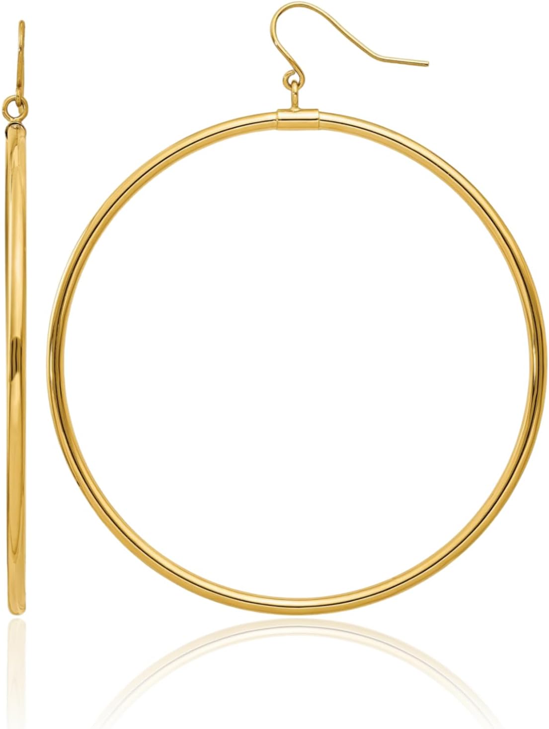 IceCarats 14K Solid Yellow Gold Extra Large Dangle Hoop Earrings 50mm 2 inch Latch Back, Wire, Polished For Her