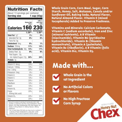 Honey Nut Chex Cereal Family Size, 19.6 OZ - image 2