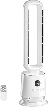 Bonnlo 32" Bladeless Fan, Quiet Bladeless Tower Fan for Bedroom, Smart Portable Cooling Fan with Remote, 90Oscillating Tower Fan with 12H Timer, 3 Speeds, 3 Modes for Home, Bedroom, Dorm, Office