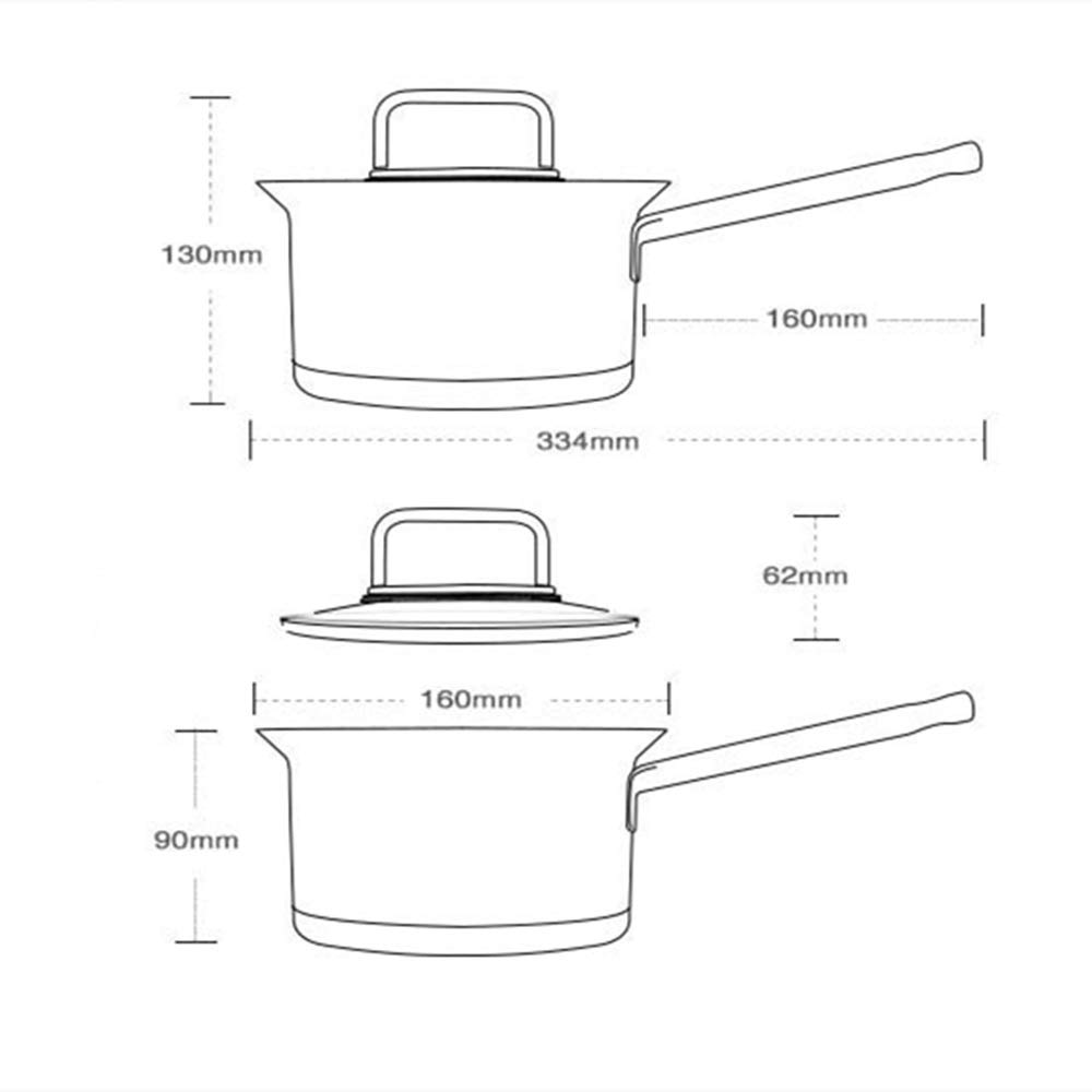 Casserole à Lait 16 cm, poignée Unique, en Acier Inoxydable, pour compléments Alimentaires pour bébé, Petite Casserole Universelle pour la Cuisine