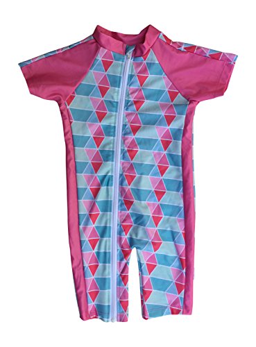 SwimZip Baby Girl Short Sleeve Sunsuit with UPF 50+ UV Sun Protection