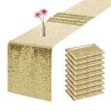 OQSC Gold Table Runners - Sequin Table Runner Glitter Table Runner for Birthday Party Supplies, 10 Pcs, Gold