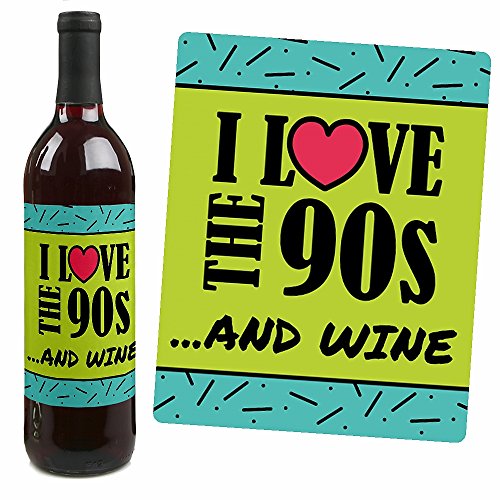 90'S Throwback - 1990S Wine Party Decorations For Women And Men - Bottle Label Stickers - Set Of 4 #TOP2