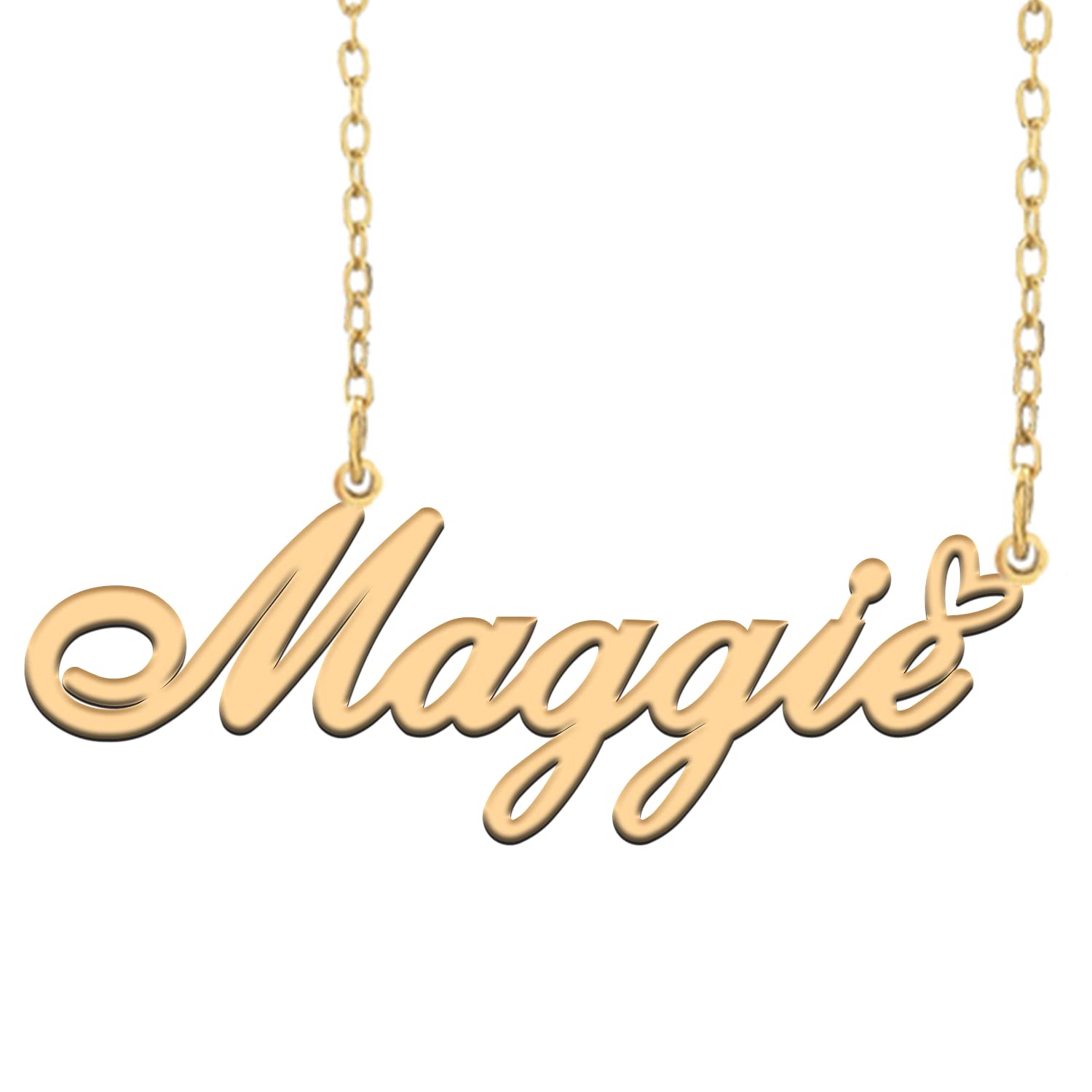 RONKAHSHOW Custom Pendant Name Necklace Customized Personalized 18K Gold with Heart Necklace Best Gift for Women New Year Birthday Mother’s day Christmas wedding Party Gold