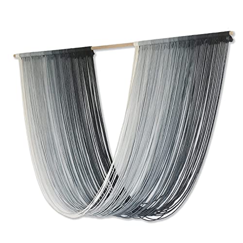 Flber Macrame Wall Hanging Large-Scale Dip-Dye Blue Bohemian Yarn Tapestry Home Room Wall Decor 57" Wx 35" L - Thumbnail 4