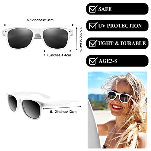 MIAHART 12 Pack Kids Party Sunglasses Bulk Summer Party Favors Retro Glasses for Boys and Girls Birthday Party Supplies, White3