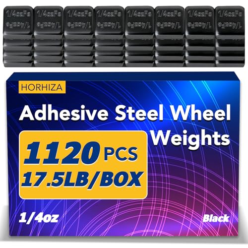 HORHIZA 1/4oz,Adhesive Stick on Wheel Weights, 1120pcs, 17.5lb, Black by HORHIZA - Used condition - US$39.06