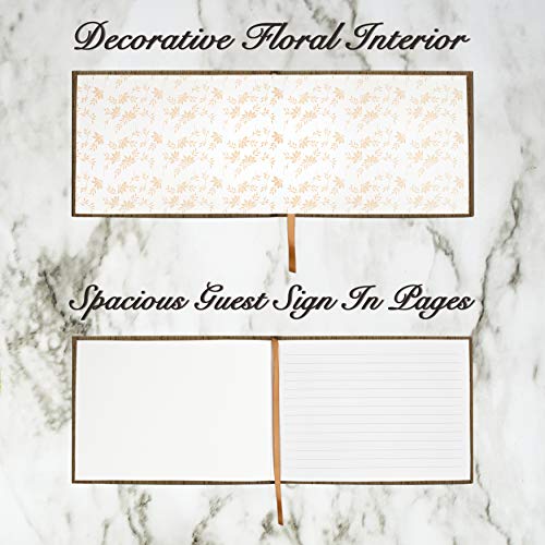 Wedding Guest Book - Classic Weddings Reception Sign In Guestbook 100 Blank Pages For Baby Shower, Anniversary, Birthday, Polaroid Photos - Elegant Hardcover Rustic Album Book With Pen (9" X 6") #TOP7