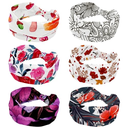 Bandeaux larges à motif floral pour le yoga et le sport quotidien de 6 pièces