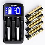 Matbc 4 pack 3.7 V 18650 Rechargeable Battery Flat top with Charger, 2800 mah 18650 battery For Outdoor Garden Lights, headlamps, Flashlight, Small Fan