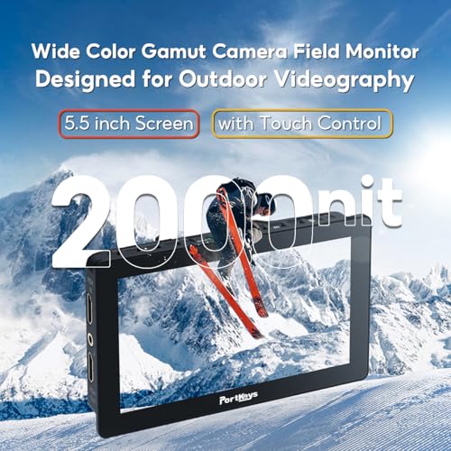 Image of Portkeys LH5P II 5.5 inch Camera Monitor Touch to Focus 2000nit Touchscreen 4K HDMI in /Out, for FX3 A7S III, R5 Mark II R6 Mark II, GH6 S5 II, Z8 Z9, DSLR Camera Field Monitor