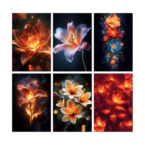 Image of SiddArtify Floral Wall Art Poster Print Set - Modern Flower Prints for Living Room Bedroom Office Decor - 8x12 Sticker Pack of 6