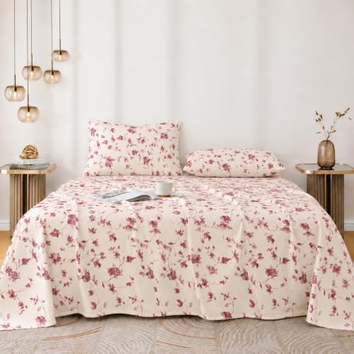 Image of Amazon Brand - Umi Soft Cotton King Bedsheet 90X100 Inches | 160 TC Lightweight Fabric | Beautiful Elegant Design | 2 Matching Pillow Covers