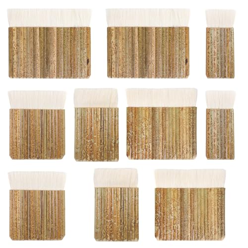 Set de 10 pinceles anchos para pintura AojSup, 5 tamaños, mangos de bambú, ideales para acuarela, cerámica, porcelana, acrílico y óleo