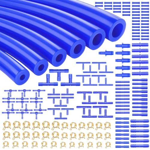 Image of Tnisesm 170Pcs Vacuum Line Kit, 10Ft Blue Vacuum Hose Automotive with Vacuum Line Connectors& Clamps, High Performance Silicone Hose line Kit for Variety Car Piping System Replacement Vacuum Hoses