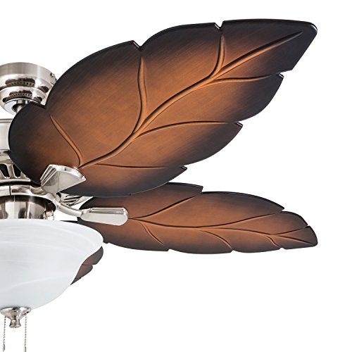 Prominence Home 5066501 Bradenton Tropical Ceiling Fan, 52", Mocha, Brushed Nickel Beachfront