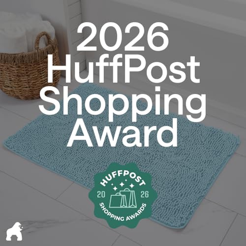 Image of GORILLA GRIP Bath Rug Mat 44x26, Thick Soft Absorbent Chenille, Quick Dry Microfiber Mats, Rubber Backing Washable Shower Floor Rugs, Bathmat Runner, US Designed Bathroom Home Decor Accessories Sky