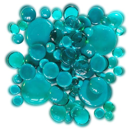 mesbilles 250 GR Billes Plates Mélange Bleu-Canard Billes en Verre Plates