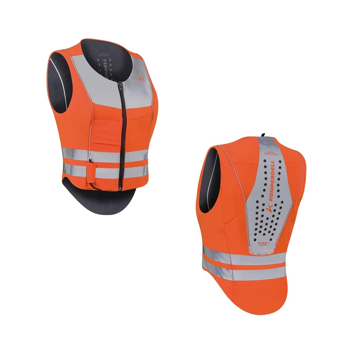 Komperdell - Ballistic High Visibility Flex Fit - kamizelka ochronna do sportów jeździeckich Kolor: czarny/neonowy pomarańczowy - rozmiary: XXS - XXL (XS)