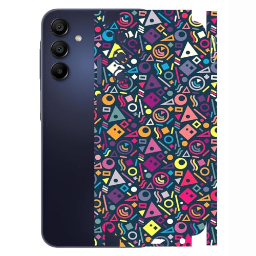 Image of AtOdds - Compatible for Samsung Galaxy A15 (5G) - Mobile Back Skin Sticker - Lamination - Back Screen Guard Protector Film Wrap (Coverage - Back+Camera+Sides) (Design - Shapes Graffiti)
