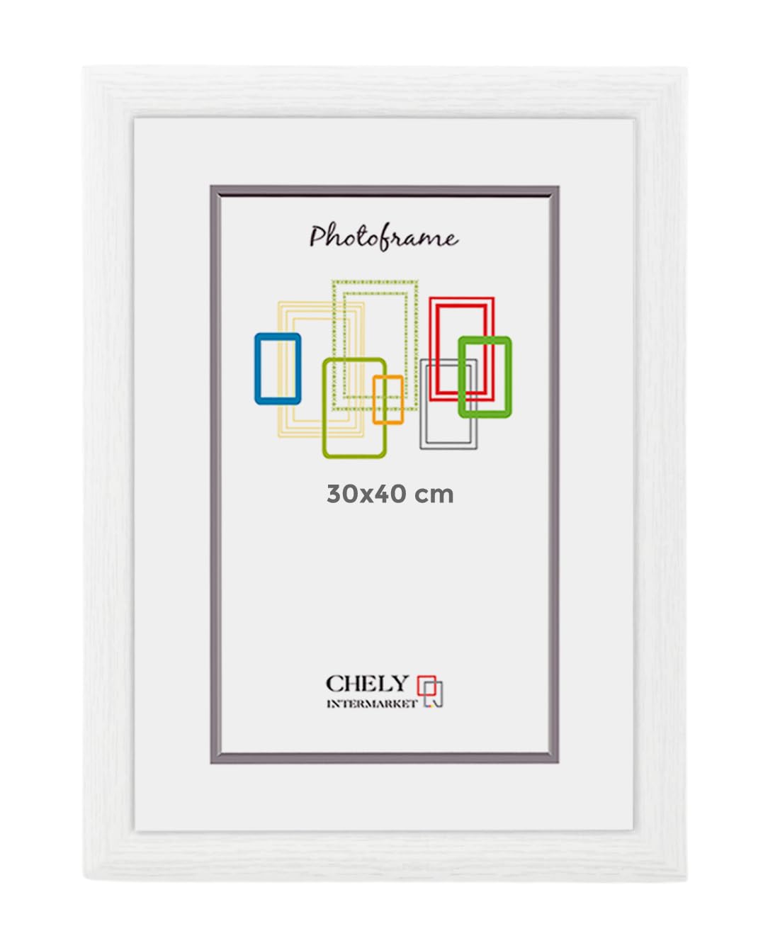 CHELY INTERMARKET Marco de Foto 30x40cm (Blanco) MOD-257 Hecho de Madera, Ancho de moldura 2cm