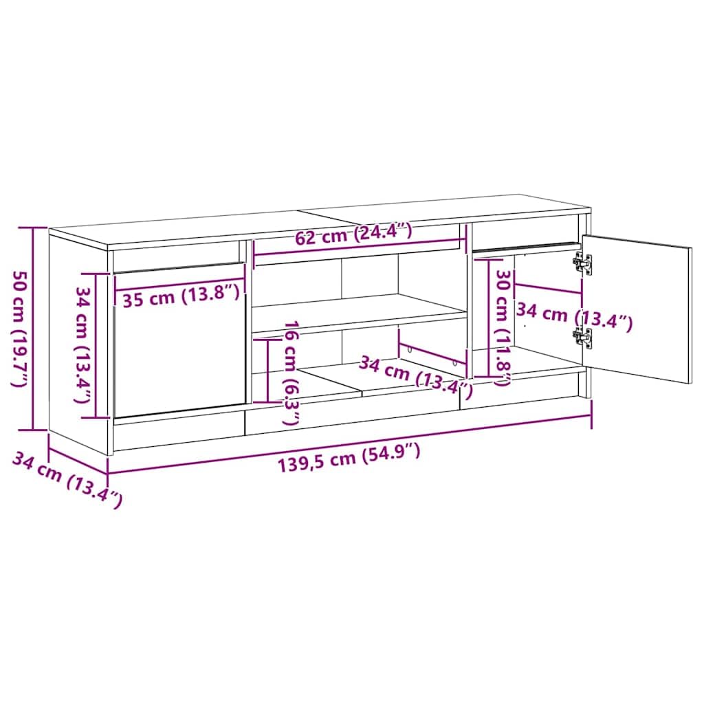 vidaXL Unità TV 139,5 x 34 x 50 cm Marrone Legno ingegnerizzato