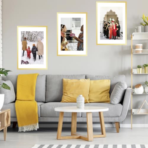 Image of JCJMY 22.375x34 Picture Frame with 20x30 Mat, Display Photo 20x30 with Mat or 22.375 x 34 Without Mat, Wall Hanging Large 22.375 by 34 Poster Frame with Plexiglass, Gold