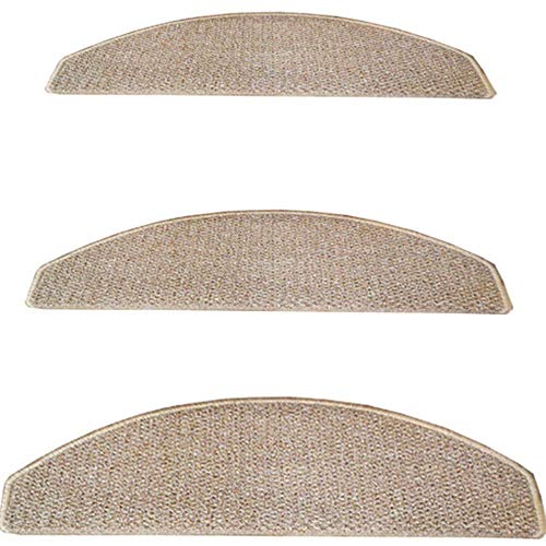 FLKENNEL Tapis en sisal synthétique, Bande de roulement d'escalier de Tapis, Tapis Beige Effet sisal en Toile Plate, Anti Statique, Antidérapant, 65x24cm (Rectangulaire et Semi-Circulaire),A~1pc Cover