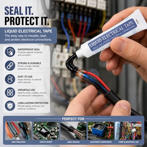 Image of Liquid Electrical Tape 30ml Waterproof Wire Sealant | High Temperature Insulation Coating for Cable Connections and Circuit Repair | Protective Electrical Sealing Paste