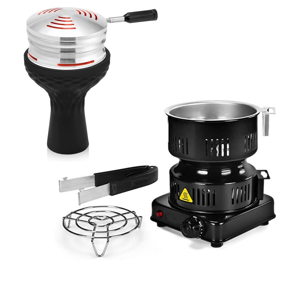 Multipurpose Electric Charcoal Burner and Hookah Bowl Set with HMD